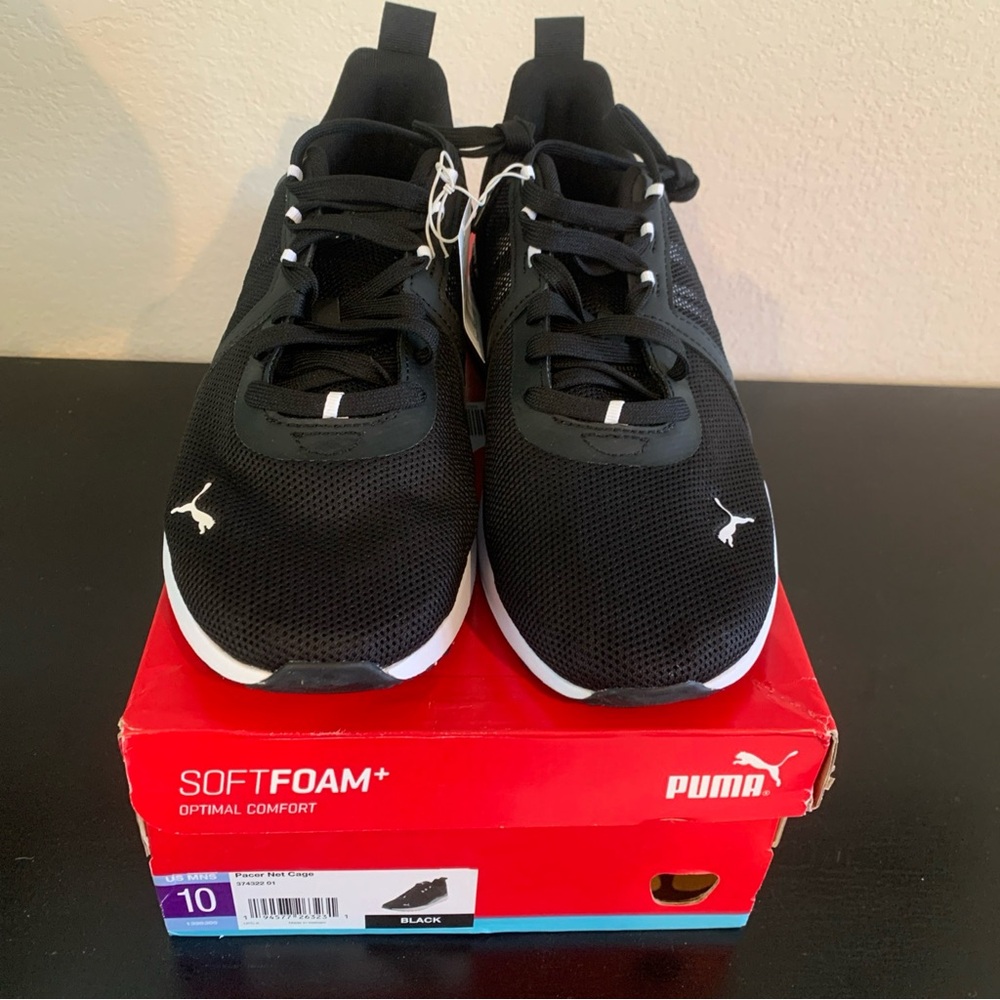 PUMA Pacer Net Cage Sneakers Men's Size 10 NIB Black Softfoam Plus 🆕 37432201